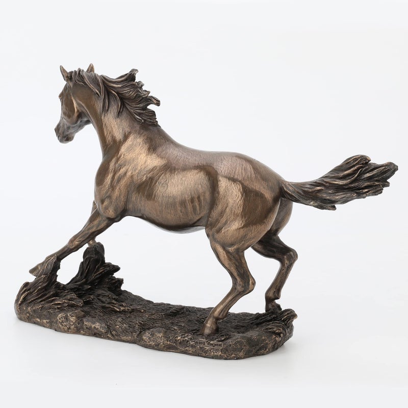 US 13.63 Inch Horse Cantering on The Grassland Cold Cast Bronze Figurine - Image 5